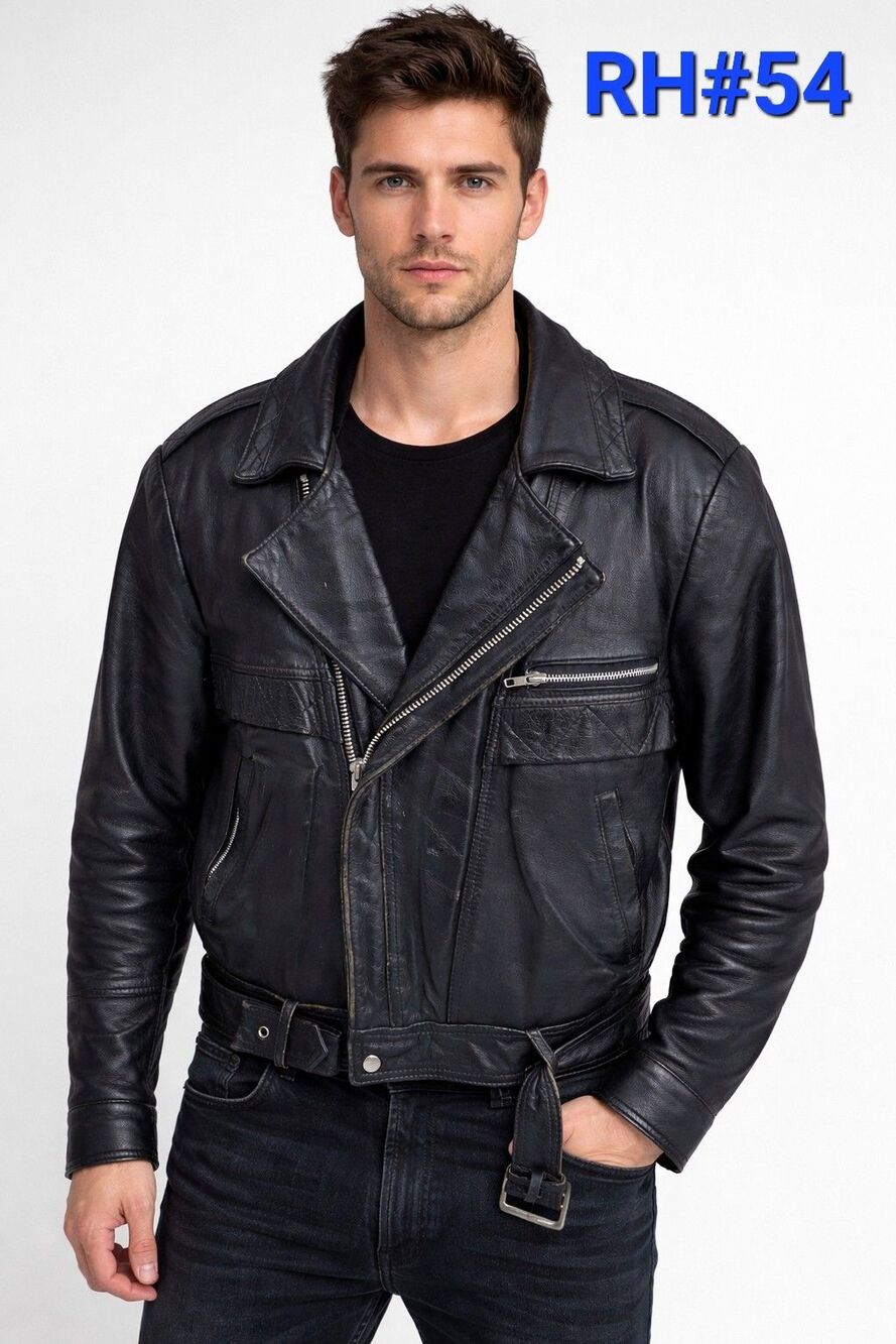 Vintage Distressed Men's Motorcycle Leather Jacket Size 40 -RH#54